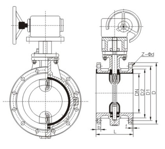 D341F46衬氟法兰蝶阀(图1)