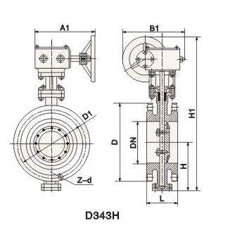 D343H三偏心法兰蝶阀(图1)