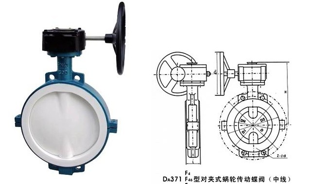 D371F46涡轮衬氟蝶阀(图1)