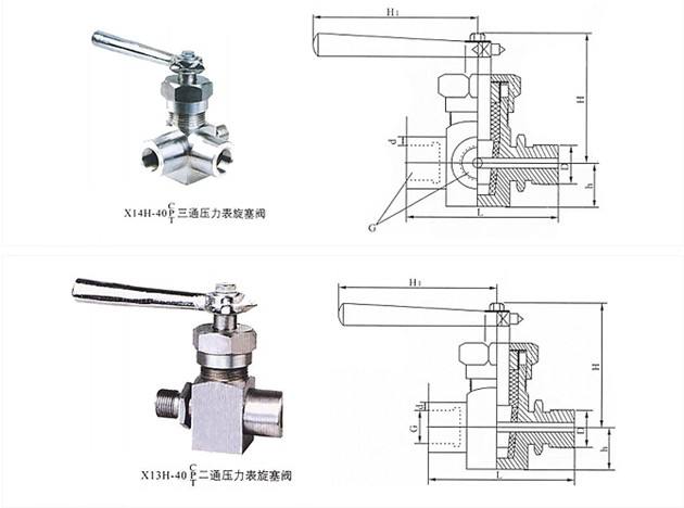 X14H二通压力表旋塞阀(图1)