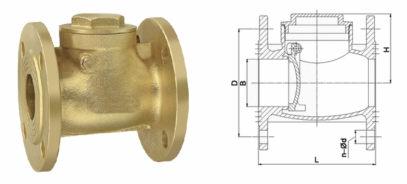 H44W黄铜法兰止回阀(图1)