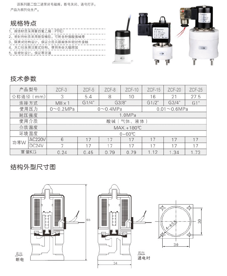 ZCF聚四氟防腐电磁阀(图1)