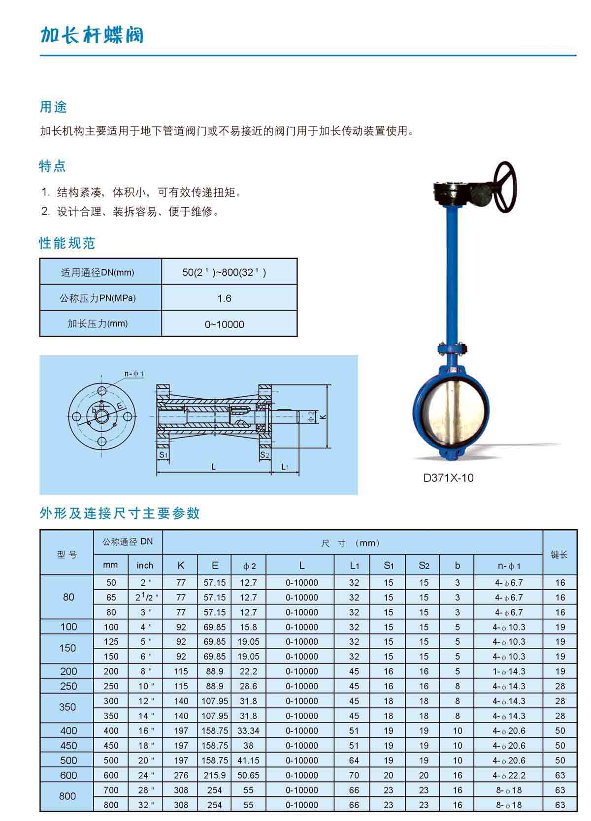 D371X加长杆对夹式蝶阀(图1)