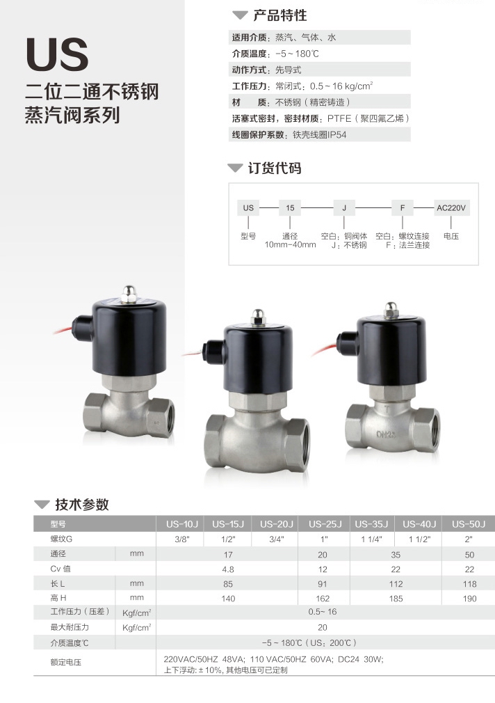 US先导式蒸汽电磁阀(图2)