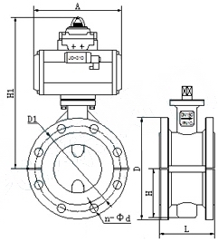 D641F46气动法兰衬氟蝶阀(图1)