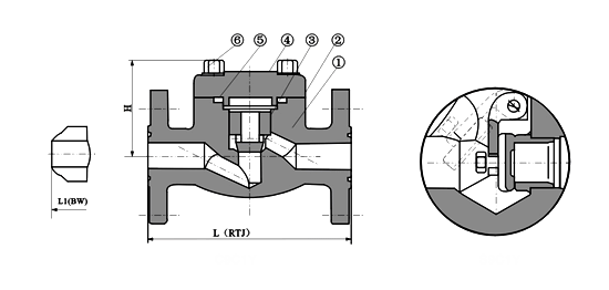 H41Y,H41H锻钢法兰止回阀(图1)