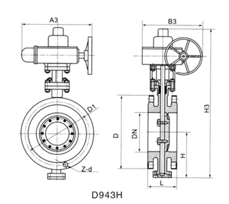 D943H电动金属硬密封法兰蝶阀(图1)