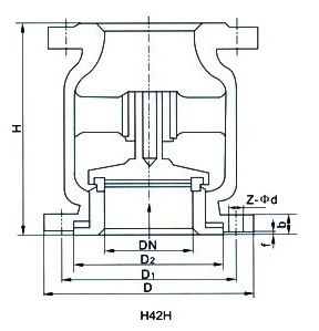 H42H,H42W法兰立式止回阀(图1)