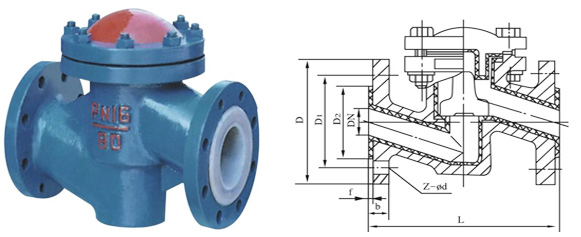 H41F46衬氟法兰止回阀(图1)
