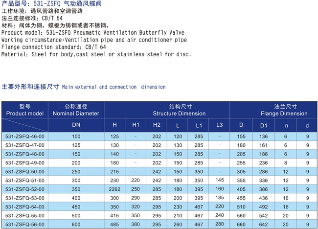 船用气动通风蝶阀(图2)