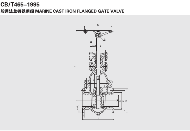 船用法兰铸铁闸阀CB465-95 