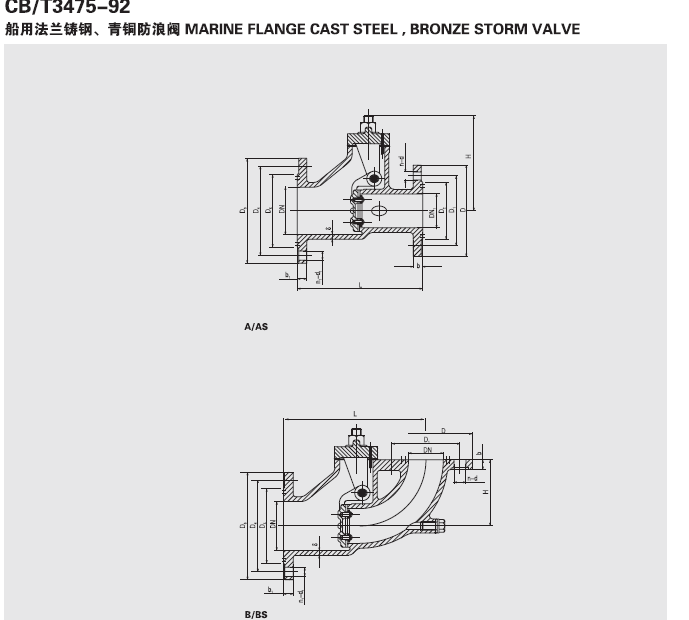 船用法兰青铜防浪阀CB3475-92