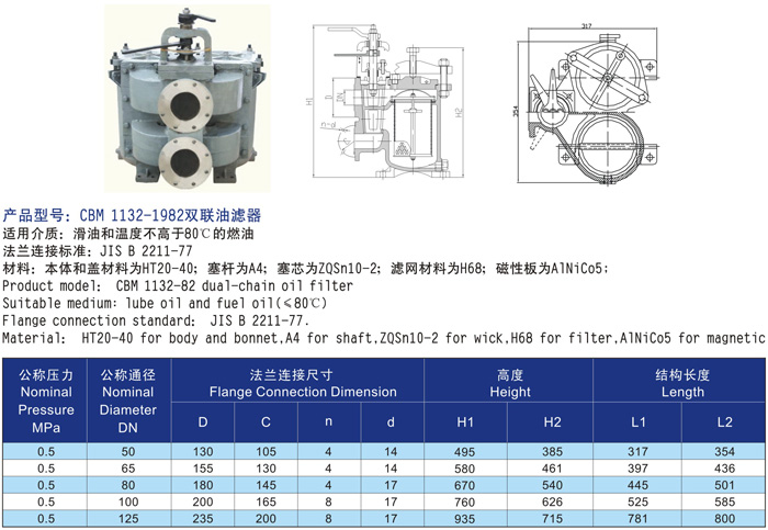 船用双联油滤器