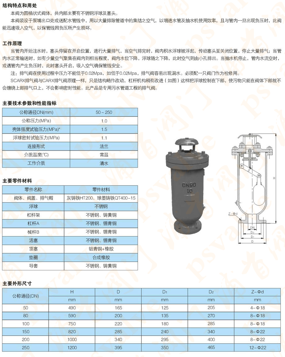 污水复合式排气阀(图2)